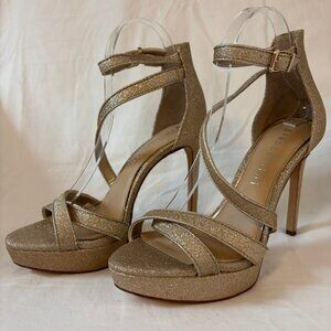 NWOB Gianni Bini Corielle Platform Strappy Stiletto Heels in Sand Gold Size 9M